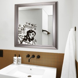 定制带LOGO酒店浴室挂镜 批发卫浴镜子全银色半身挂镜 PS发泡镜框