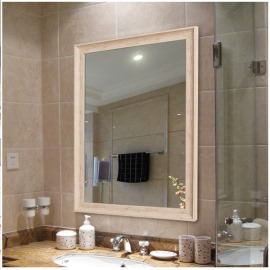 定制批发酒店浴室镜带框 木纹色卫生间镜子 长方半身挂镜装饰镜