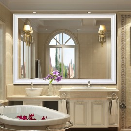 浴室镜厂家 批发订做酒店浴室挂镜 长方半身洗手间厕所镜子带框