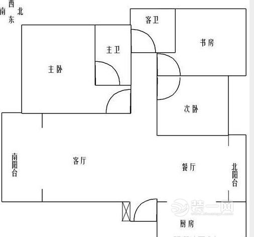 三房两厅两卫户型图