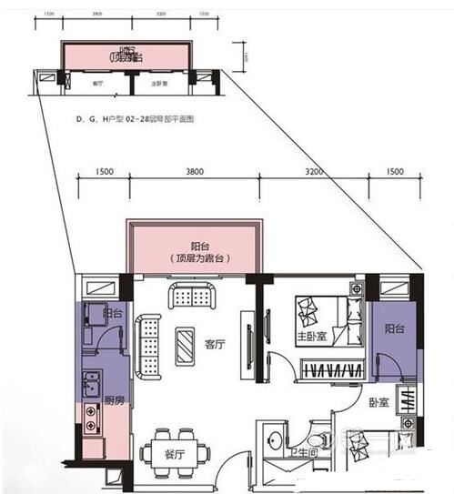 深圳莱蒙水榭春天85平小三房混搭风格